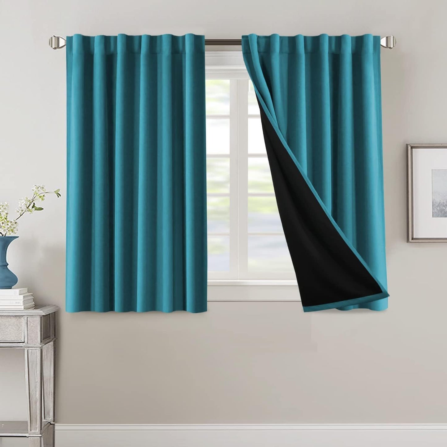 2 Panels PrinceDeco 100% Blackout Curtains for Bedroom with