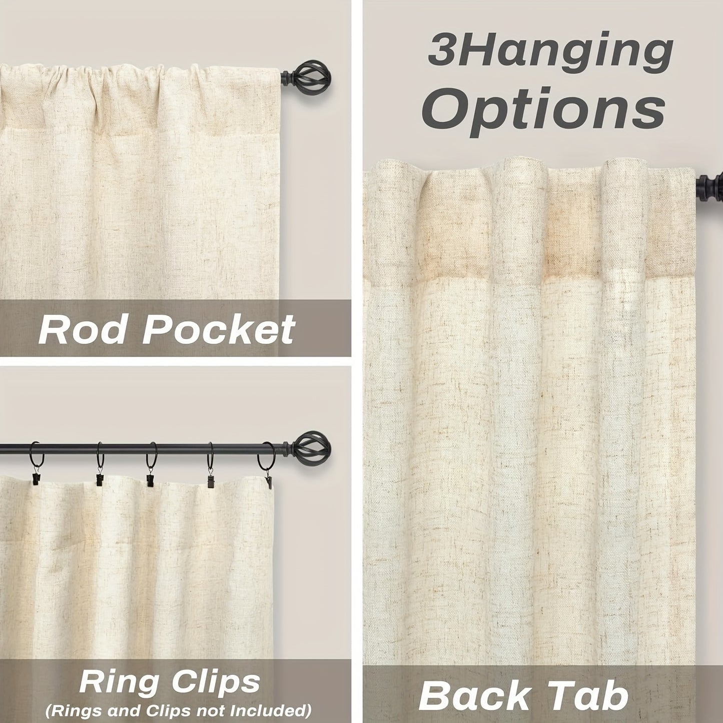 Natural Linen Natural Linen Curtains | 4 Panels | Linen | Se