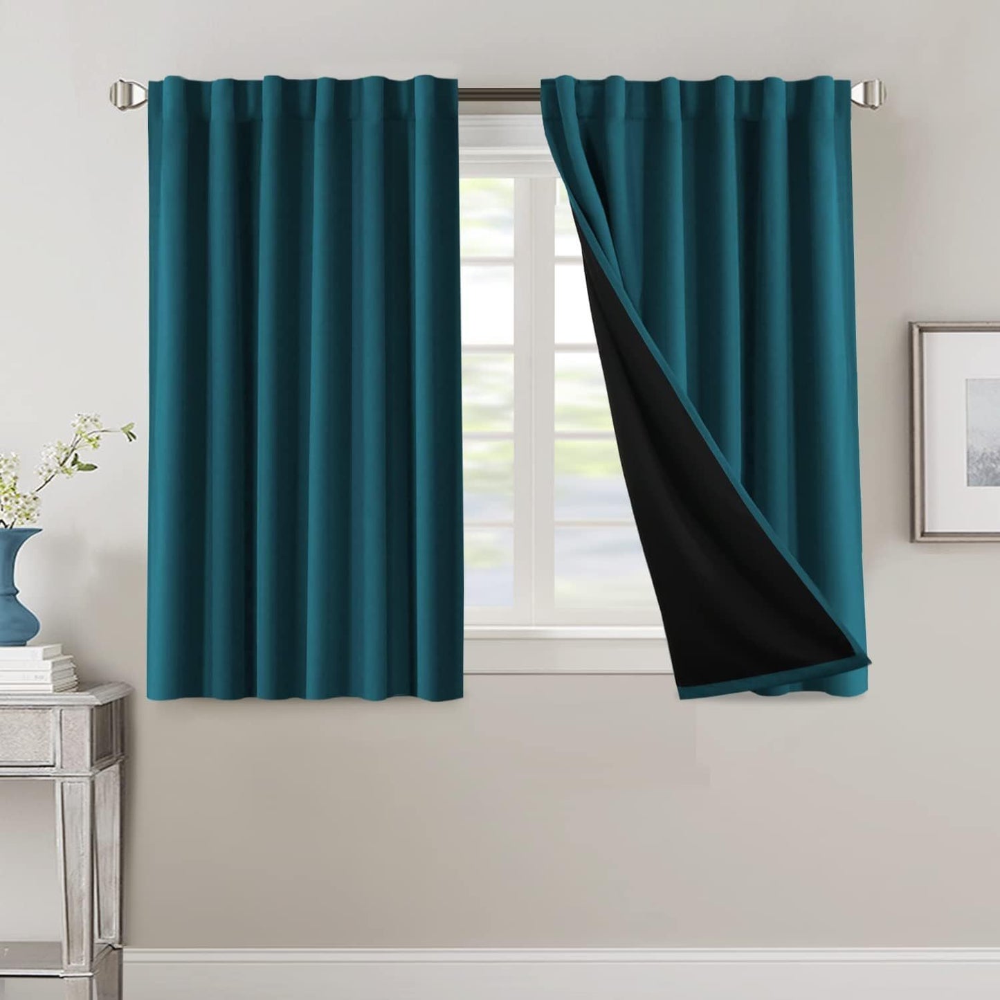 2 Panels PrinceDeco 100% Blackout Curtains for Bedroom with