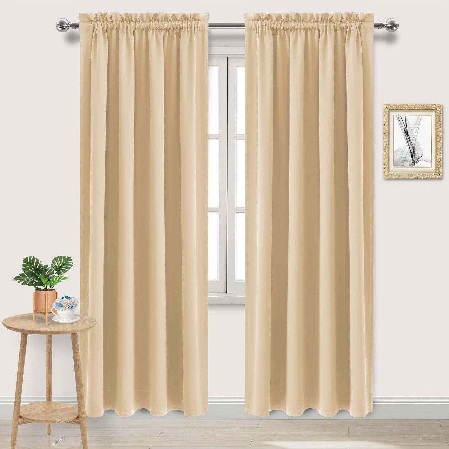 2 Panels Blackout Curtains - Rod Pocket Window Curtains for