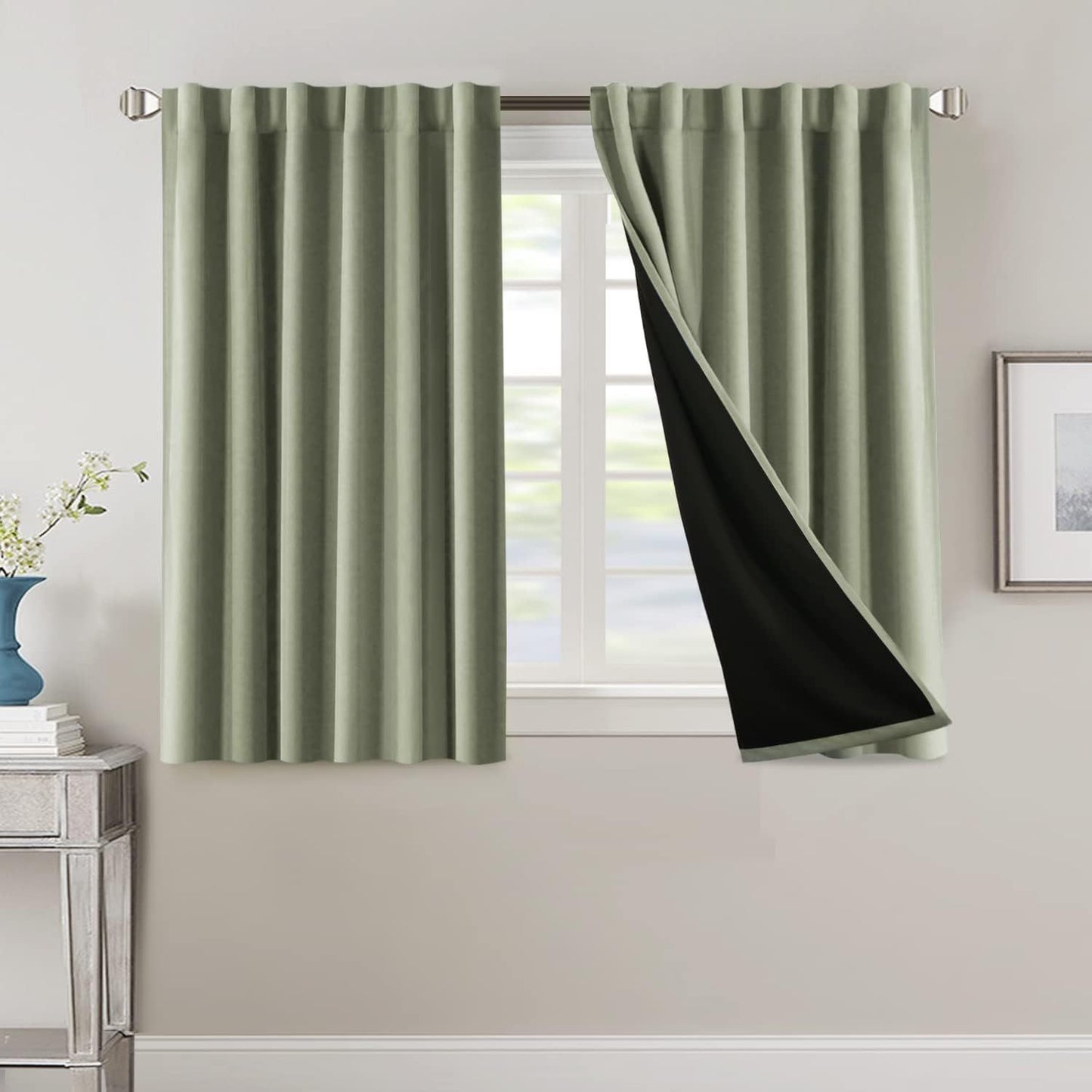 2 Panels PrinceDeco 100% Blackout Curtains for Bedroom with