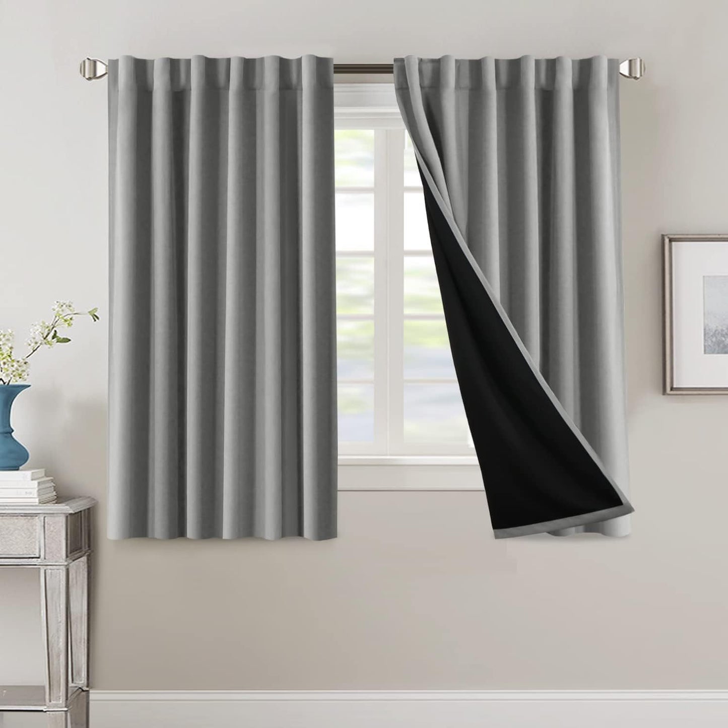 2 Panels PrinceDeco 100% Blackout Curtains for Bedroom with