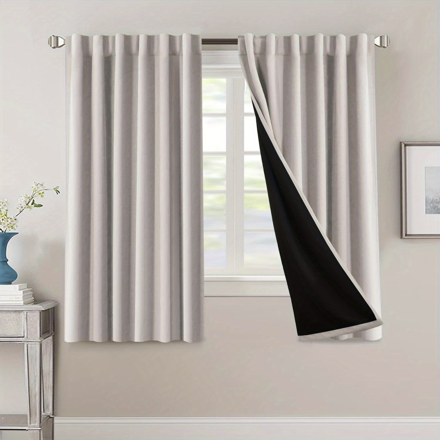 2 Panels PrinceDeco 100% Blackout Curtains for Bedroom with