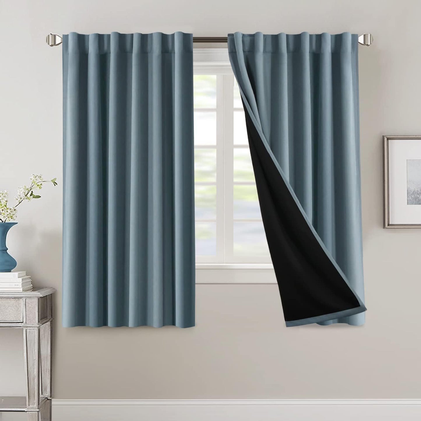 2 Panels PrinceDeco 100% Blackout Curtains for Bedroom with
