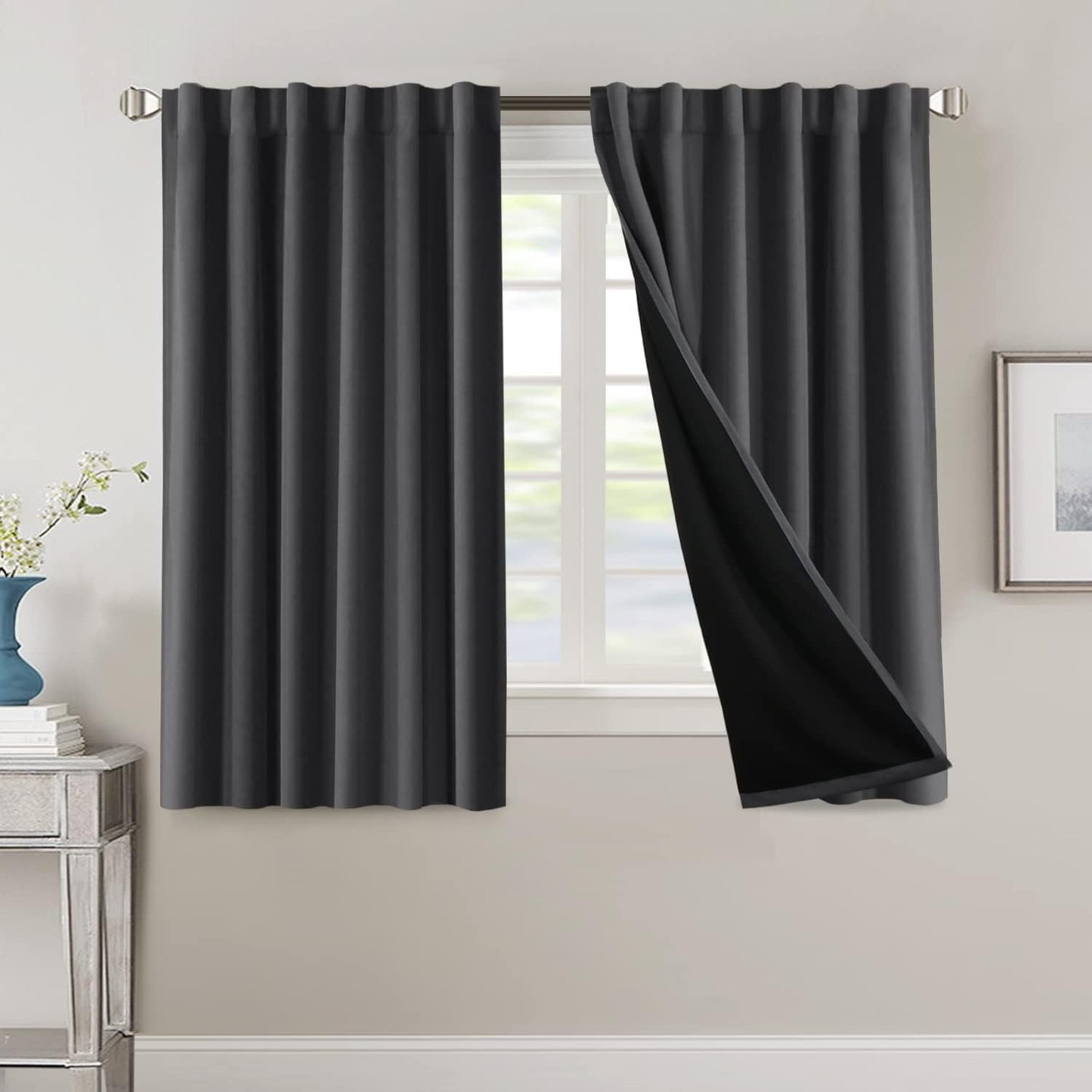2 Panels PrinceDeco 100% Blackout Curtains for Bedroom with