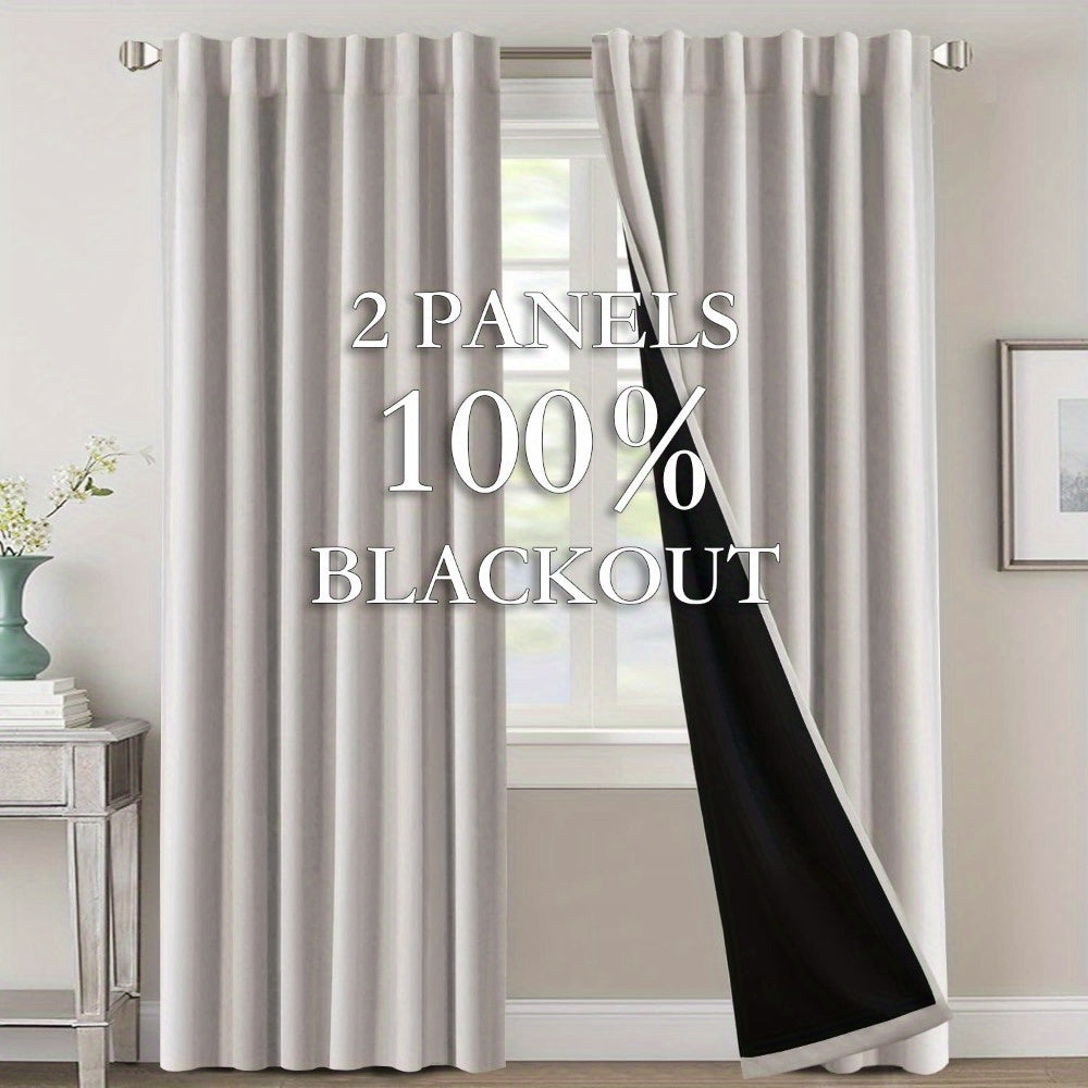 2 Panels PrinceDeco 100% Blackout Curtains for Bedroom with