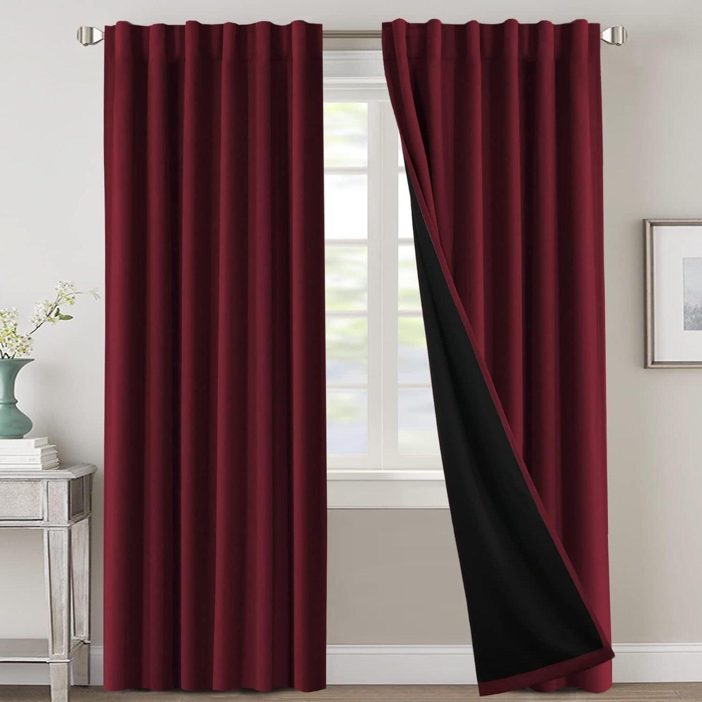 2 Panels PrinceDeco 100% Blackout Curtains for Bedroom with