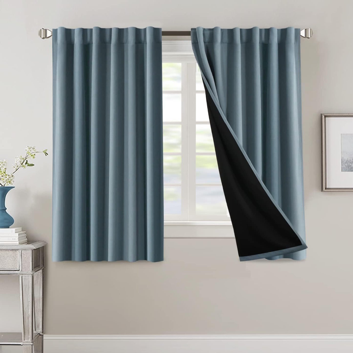 2 Panels PrinceDeco 100% Blackout Curtains for Bedroom with