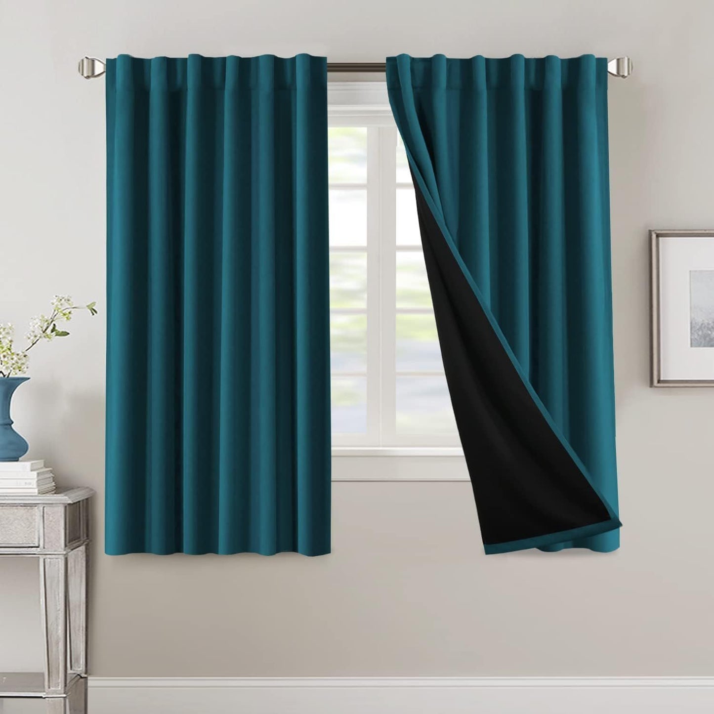 2 Panels PrinceDeco 100% Blackout Curtains for Bedroom with