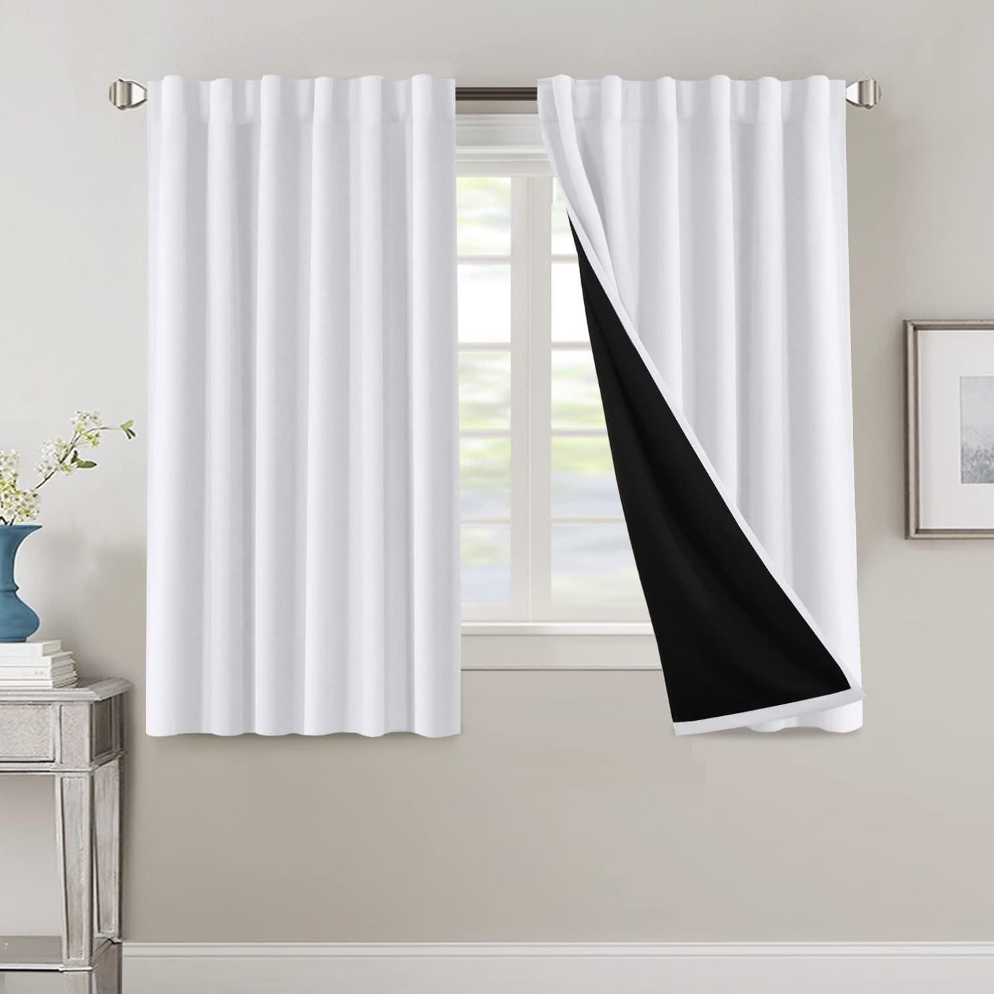2 Panels PrinceDeco 100% Blackout Curtains for Bedroom with