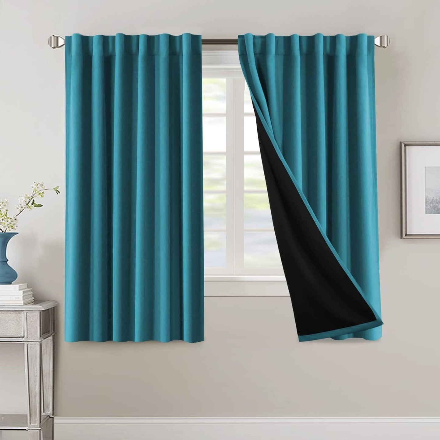2 Panels PrinceDeco 100% Blackout Curtains for Bedroom with