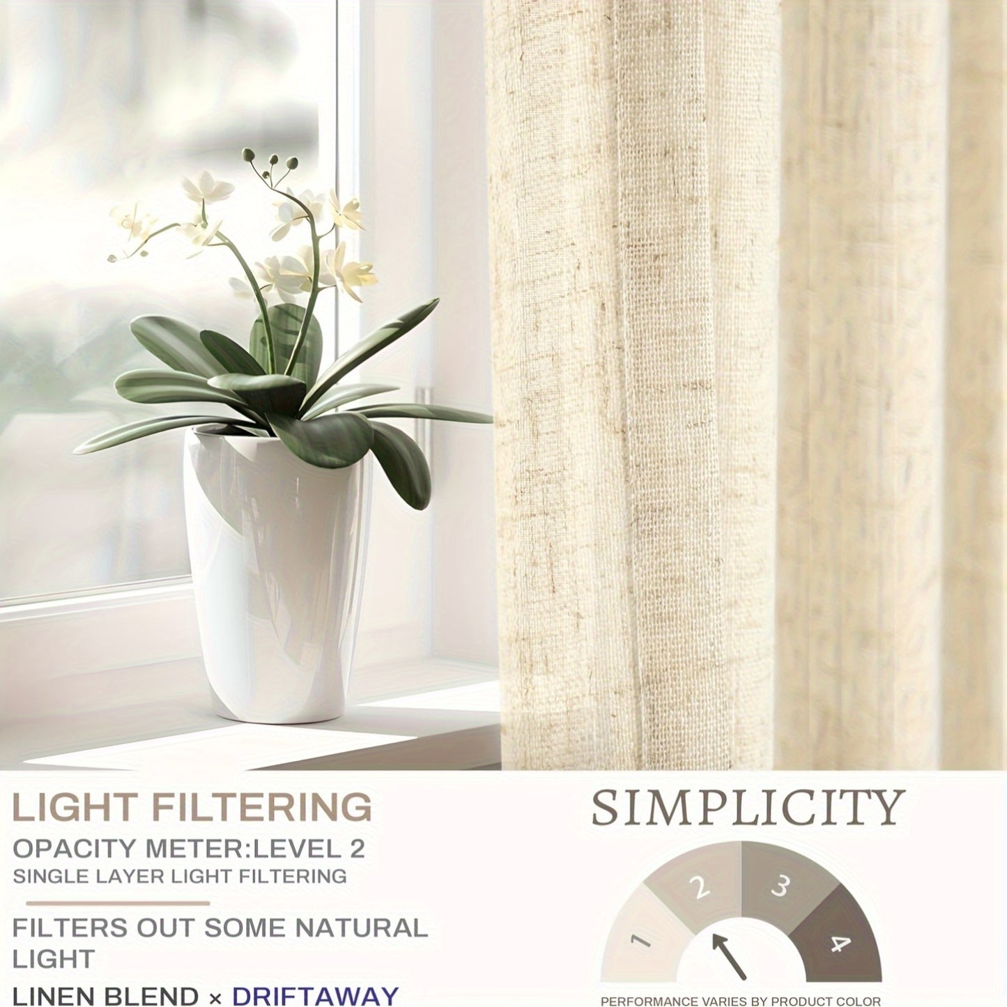 Natural Linen Natural Linen Curtains | 4 Panels | Linen | Se