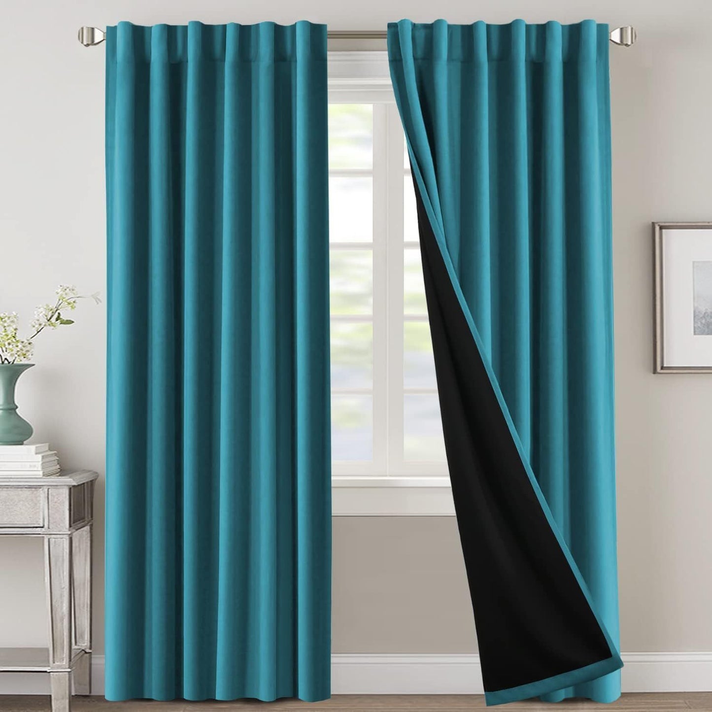 2 Panels PrinceDeco 100% Blackout Curtains for Bedroom with