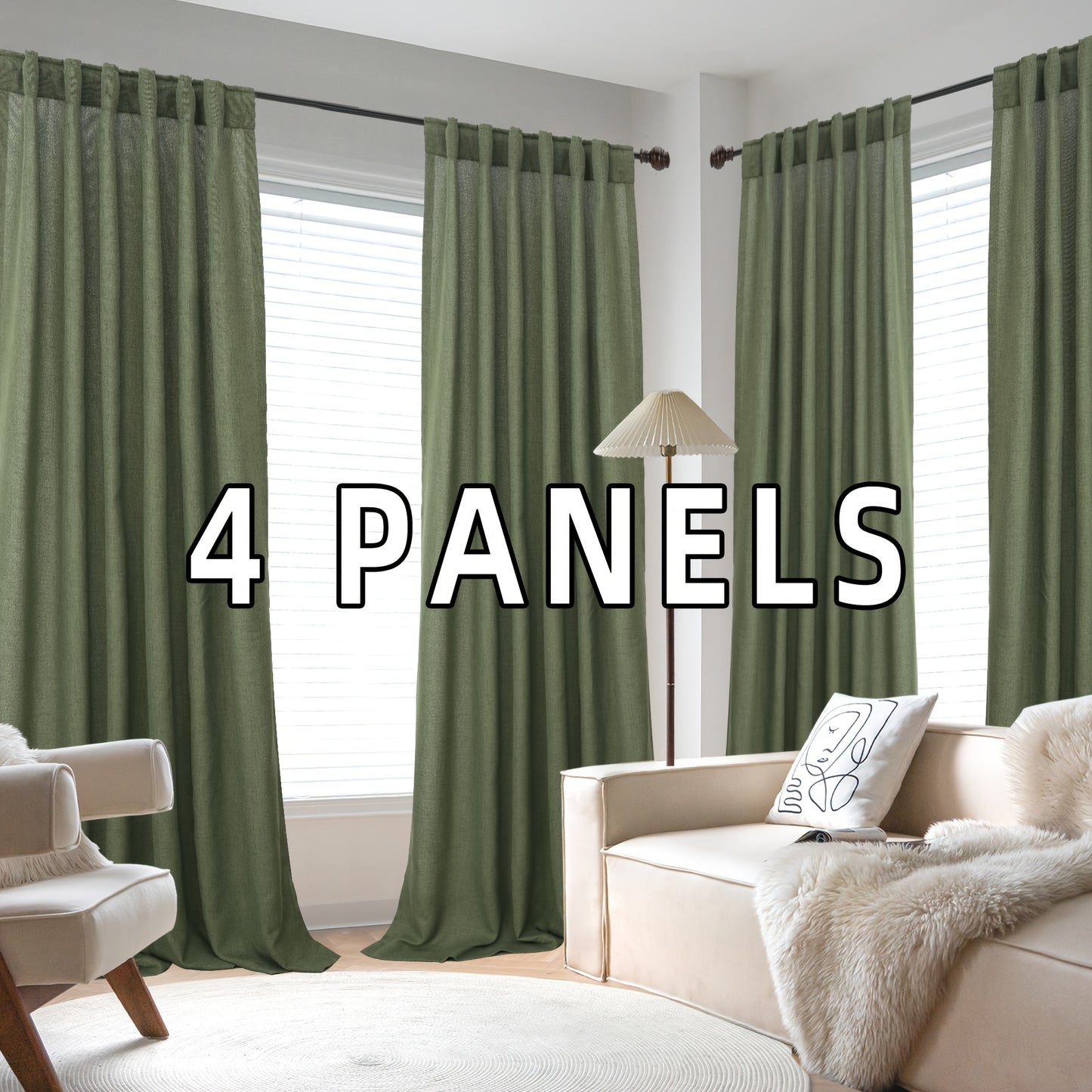 Natural Linen Natural Linen Curtains | 4 Panels | Linen | Se