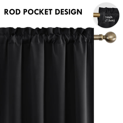 2 Panels Blackout Curtains - Rod Pocket Window Curtains for