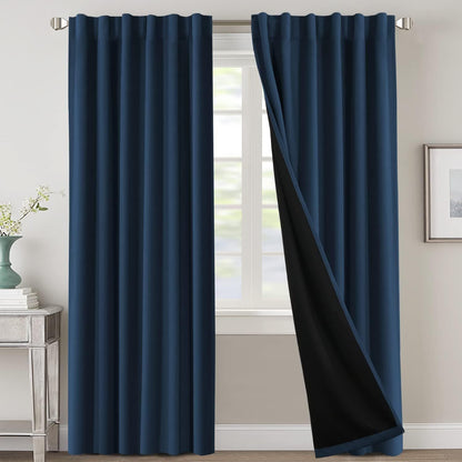 2 Panels PrinceDeco 100% Blackout Curtains for Bedroom with