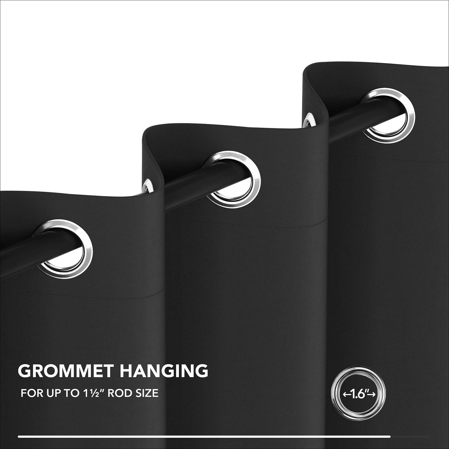 Blackout Thermal Insulated 4 Panels Curtains - Solid Grommet