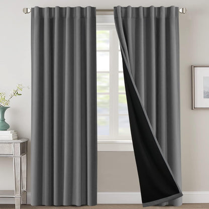 2 Panels PrinceDeco 100% Blackout Curtains for Bedroom with