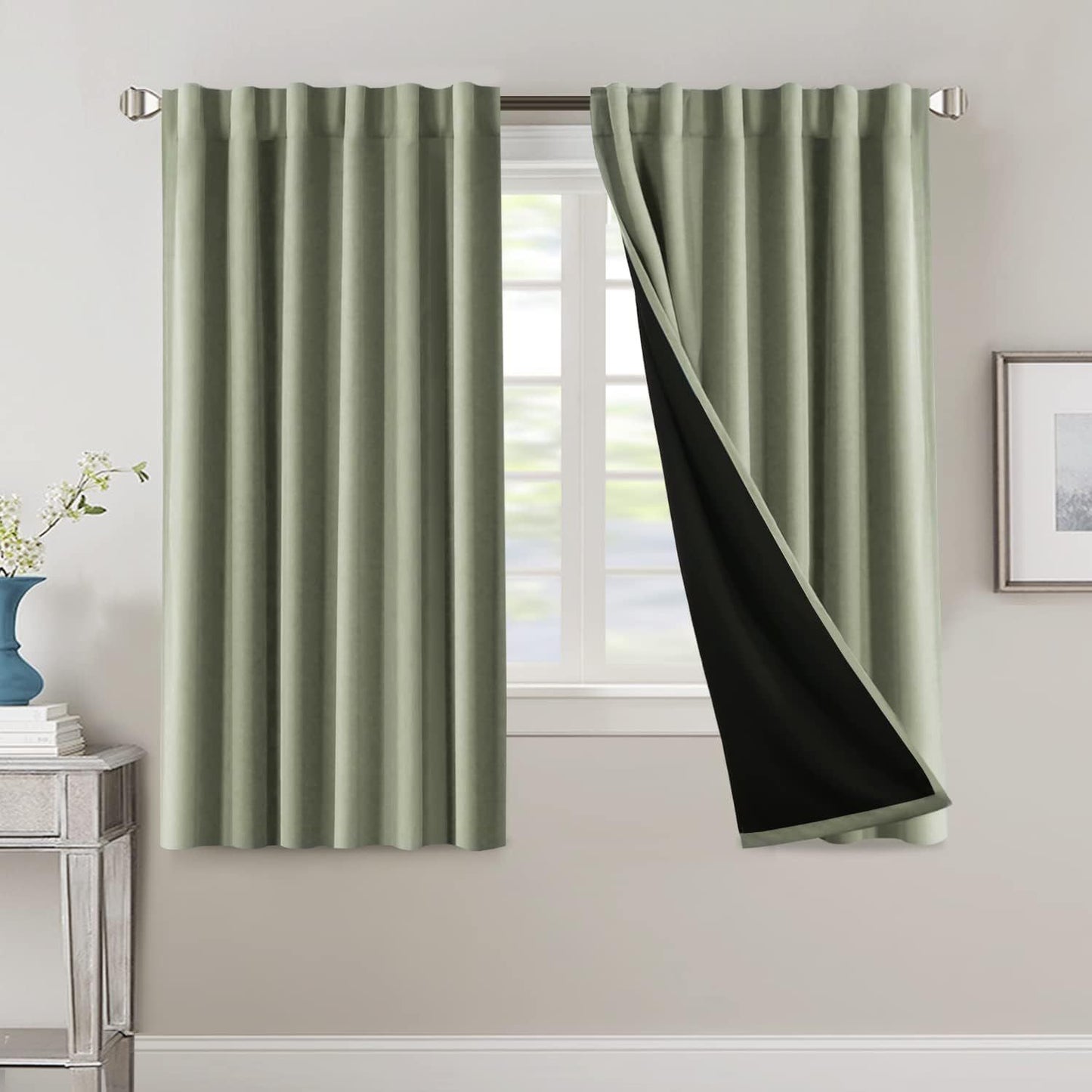 2 Panels PrinceDeco 100% Blackout Curtains for Bedroom with