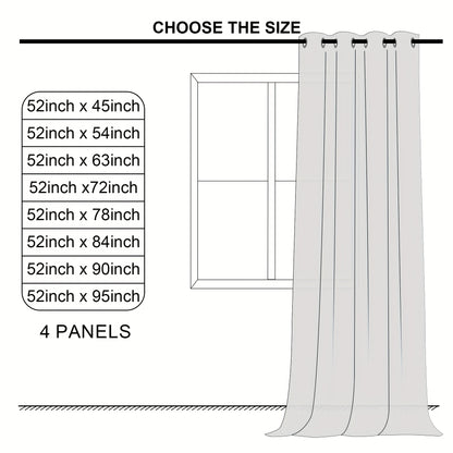 4pcs Set of Blackout Curtains for Bedroom - Room Decor\u002F