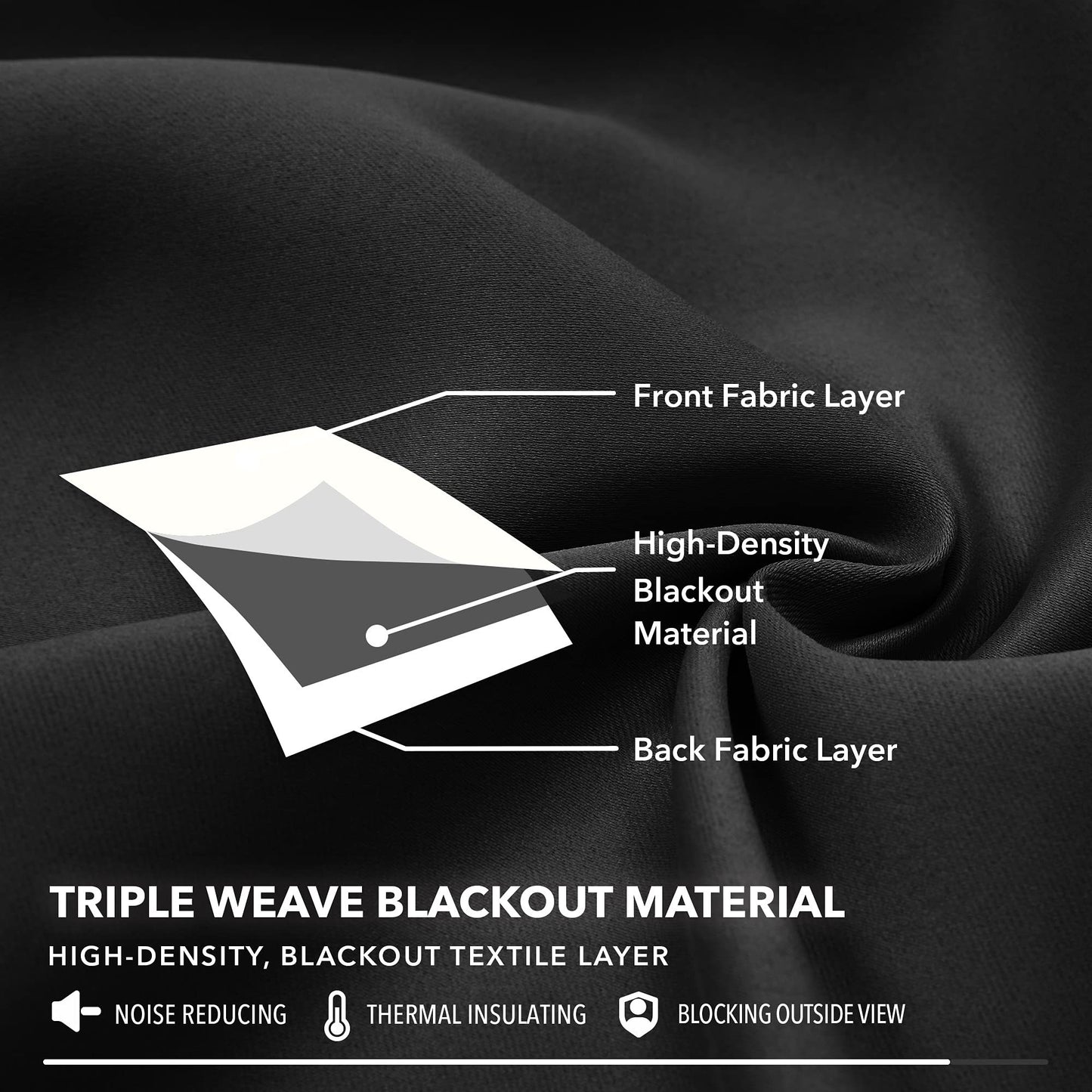 Blackout Thermal Insulated 4 Panels Curtains - Solid Grommet