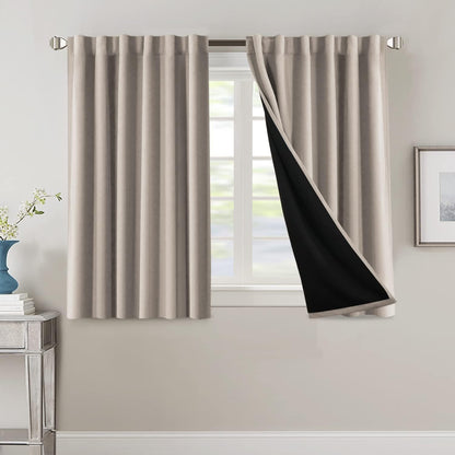 2 Panels PrinceDeco 100% Blackout Curtains for Bedroom with