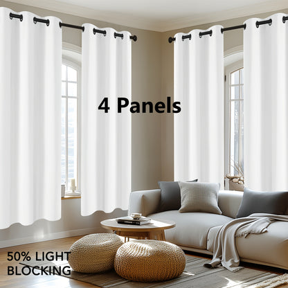 Blackout Thermal Insulated 4 Panels Curtains - Solid Grommet