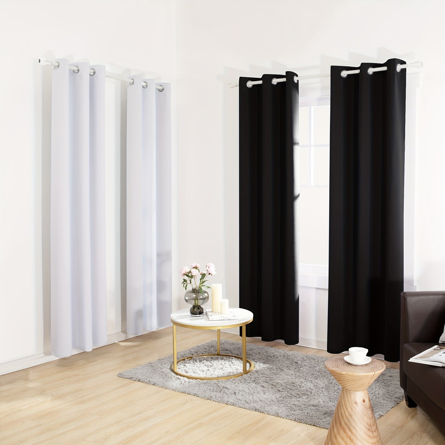Blackout Thermal Insulated 4 Panels Curtains - Solid Grommet