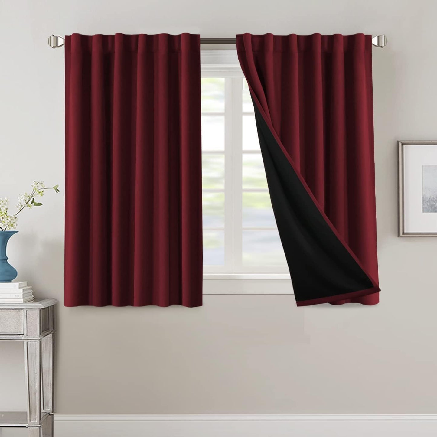 2 Panels PrinceDeco 100% Blackout Curtains for Bedroom with