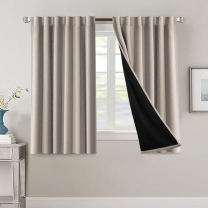 2 Panels PrinceDeco 100% Blackout Curtains for Bedroom with