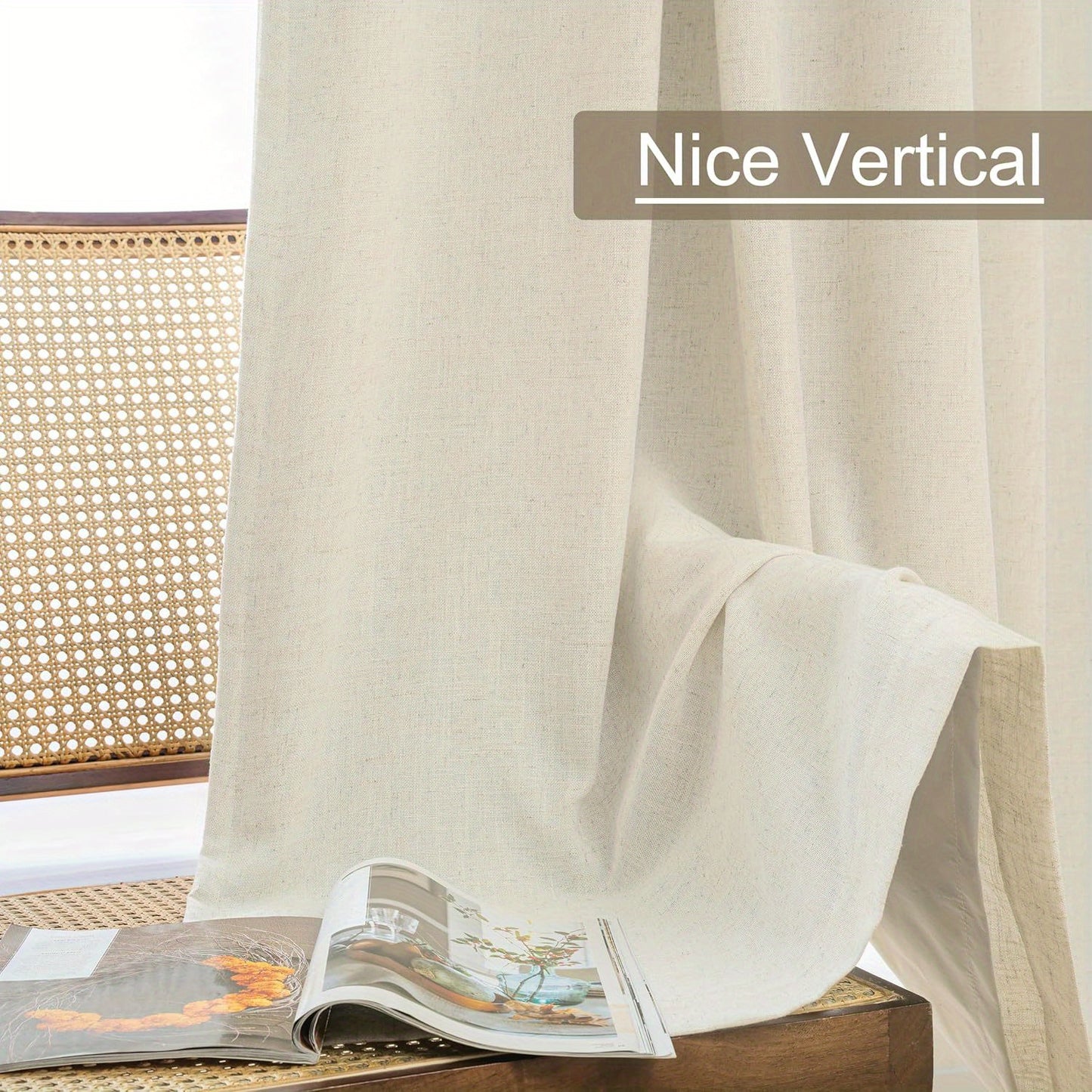 2 Panels 100% Blackout Linen Curtains for Bedroom Farmhouse
