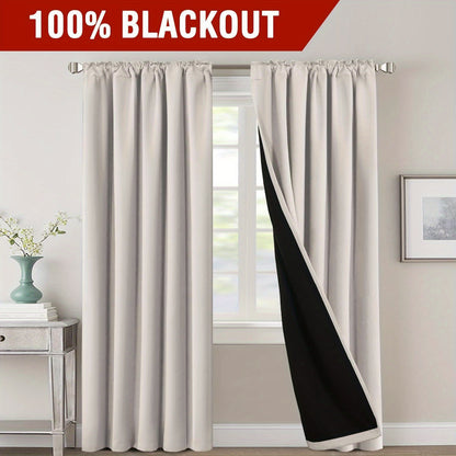 2 Panels PrinceDeco 100% Blackout Curtains for Bedroom with