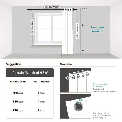 Blackout Thermal Insulated 4 Panels Curtains - Solid Grommet