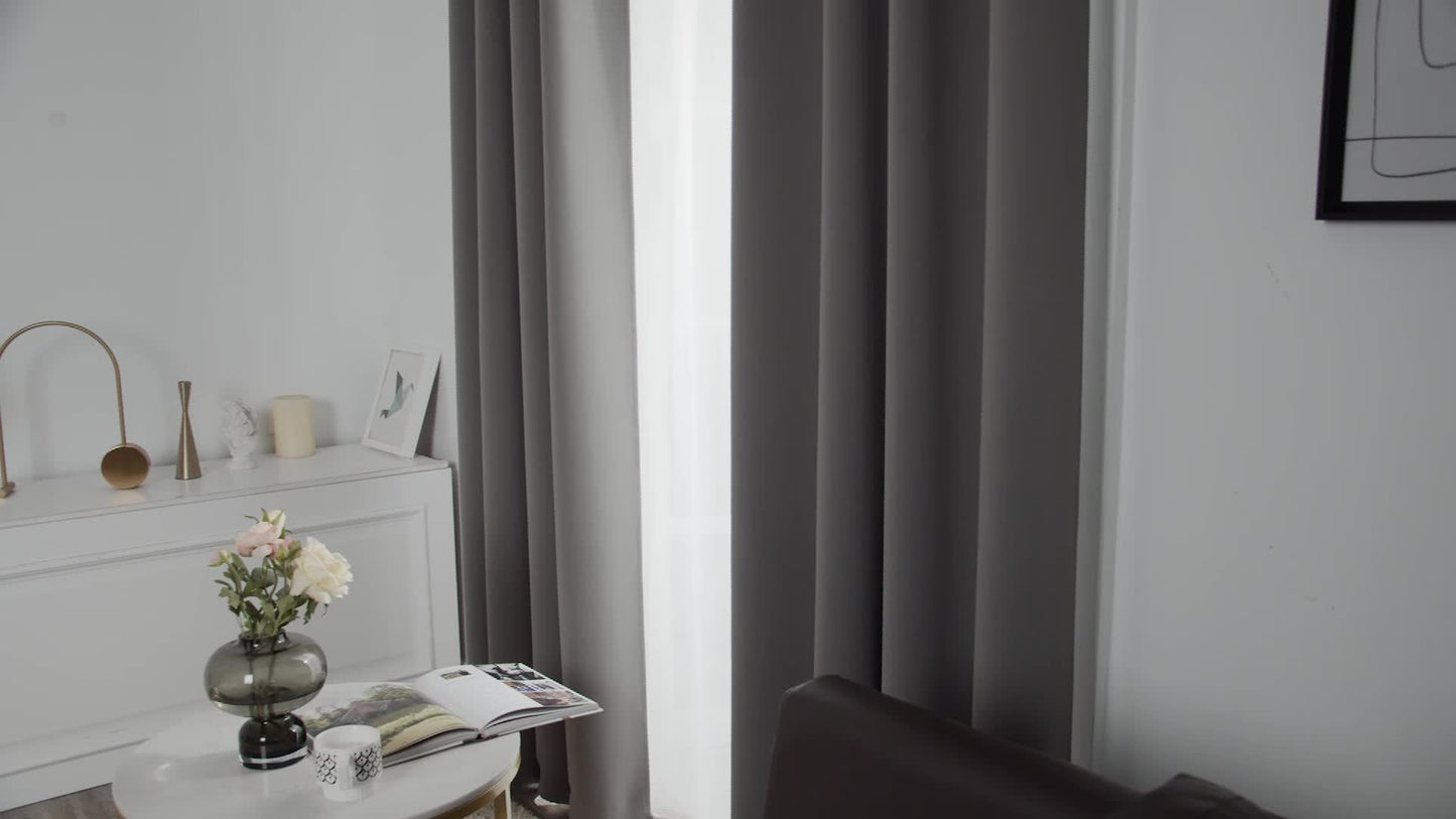 Blackout Thermal Insulated 4 Panels Curtains - Solid Grommet