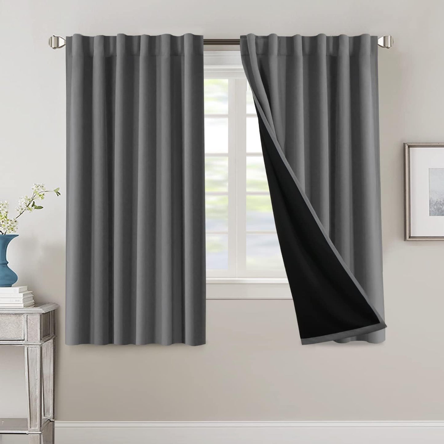 2 Panels PrinceDeco 100% Blackout Curtains for Bedroom with