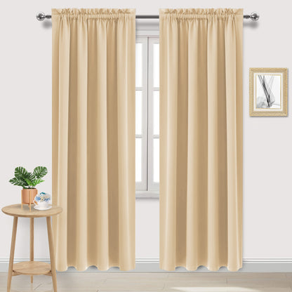 2 Panels Blackout Curtains - Rod Pocket Window Curtains for