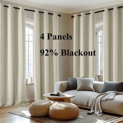 Blackout Thermal Insulated 4 Panels Curtains - Solid Grommet
