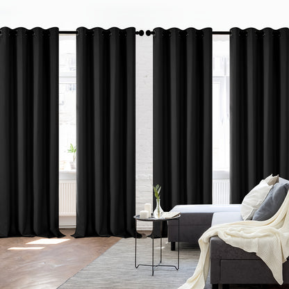 Blackout Thermal Insulated 4 Panels Curtains - Solid Grommet