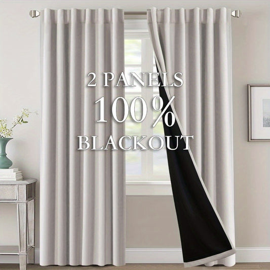 2 Panels PrinceDeco 100% Blackout Curtains for Bedroom with