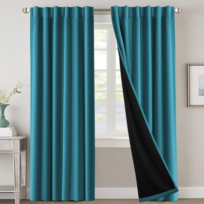 2 Panels PrinceDeco 100% Blackout Curtains for Bedroom with