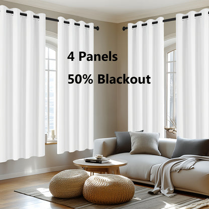 Blackout Thermal Insulated 4 Panels Curtains - Solid Grommet